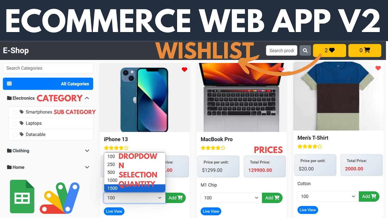 Online Shopping Website by web app Script | Ecom Web With Google Sheet ...