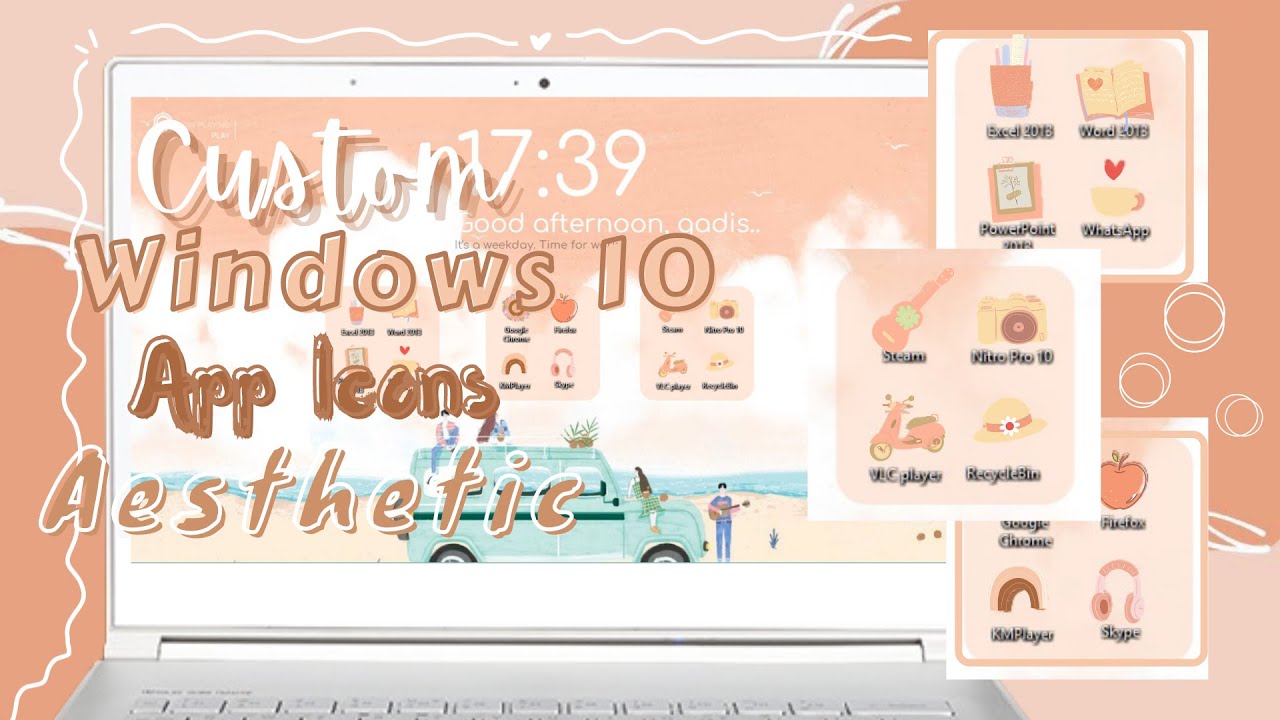 HOW TO CHANGE DESKTOP ICONS ON WINDOWS10 AESTHETIC YouTube