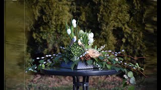 Stroik wielkanocny na grób cmentarz || Kompozycja ze sztucznych kwiatów