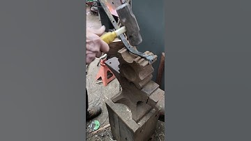 Using a Swage Block to form "legs" for the Salvaged Repurposed Garden Art Project #shorts