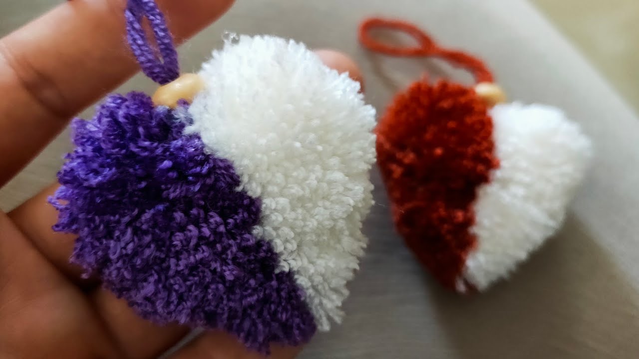 Super Easy Pom Pom Heart Making with Fork How to Make Yarn HeartAmazing Craft Ideas with Wool