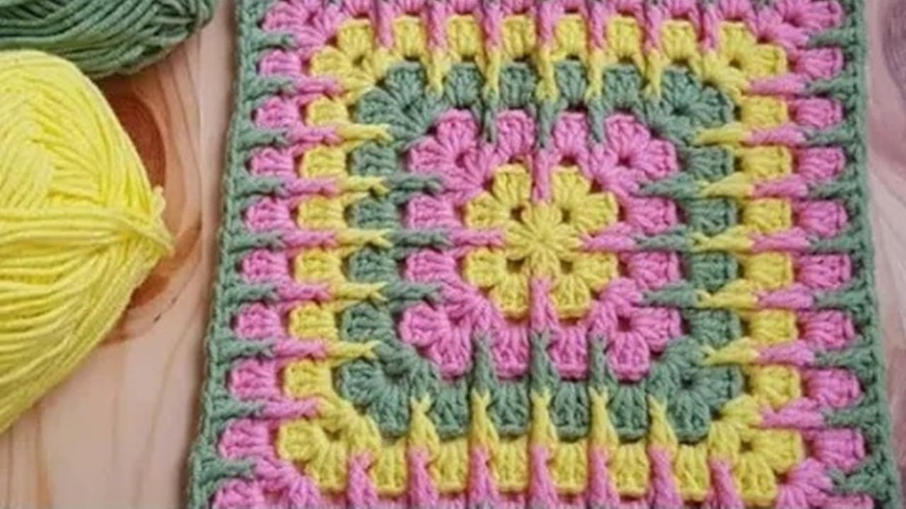 جديد الكروشيه مربع جرانى بشكل جديد