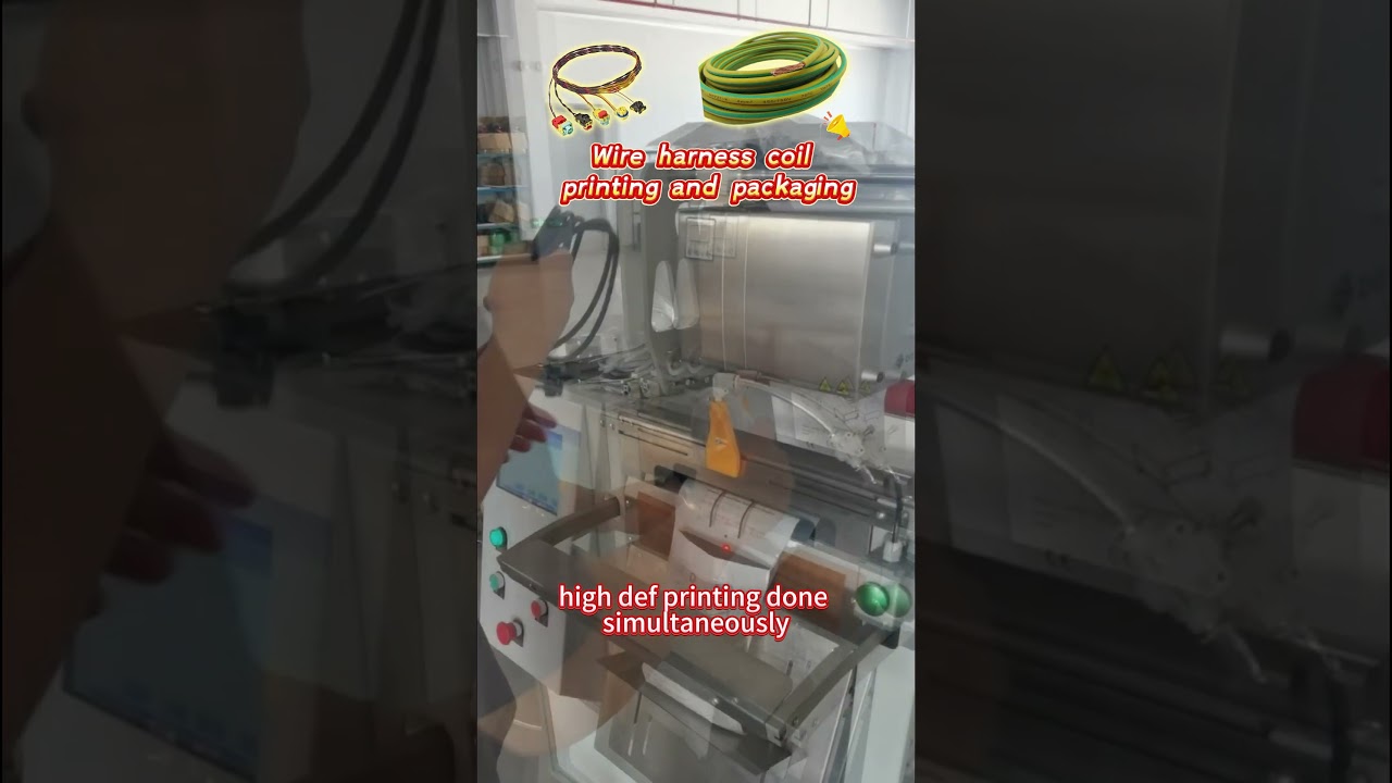 Wire harness coil printing and packaging | Pre-opened bag on roll packaging