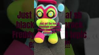 Just got the fnaf sb blacklight glamrock Freddy plush in the mail!!!! #glamrockfreddy #fnafdlc
