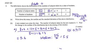 HKDSE Maths PP 2020 Paper 1 LQ Q9 Statistics