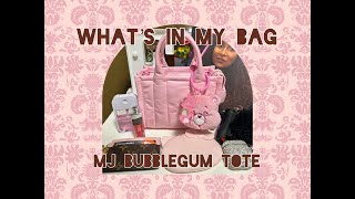 What's in my bag - Marc Jacobs Mini Crinkle Leather Bublegum tote