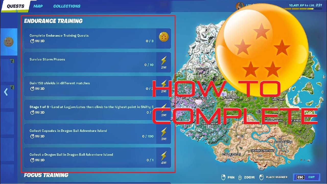 How To Get The Fifth Dragon Ball In Fortnite Dragon Ball Quest "Endurance Training"