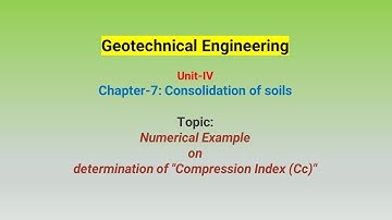 Numerical example on determination of "Compression Index (Cc)"