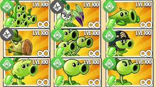 Every Plants Level 100 Vs 50 Blockhead Zombies Level 20 - PvZ 2