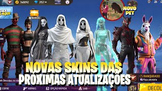 URGENTE!! NOVAS SKINS DAS PRÓXIMAS ATUALIZAÇÕES, NOVO PET, NOVO CALENDÁRIO SEMANAL FREE FIRE