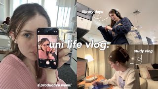 Uni Diaries: uni study vlog, productive days at the library, going to class & cafe study dates ⋆୨୧