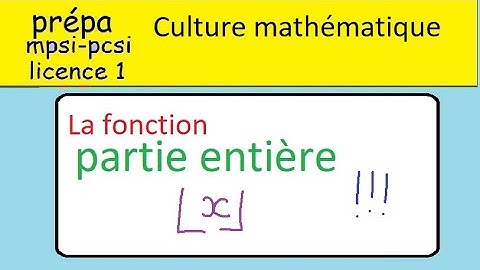 Culture mathématique-La fonction partie entière-  Présentation rapide