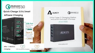 Aukey Pa-Y5 5 Port Type C Fast Charger Charging Station With Qualcomm Quick Charge 3.0