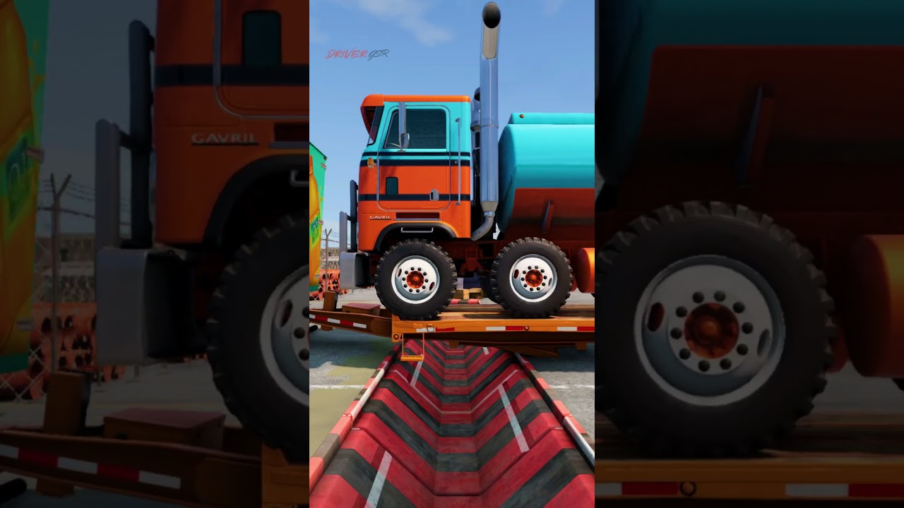 Truck with trailer vs big gutter 3 | BeamNG Drive 