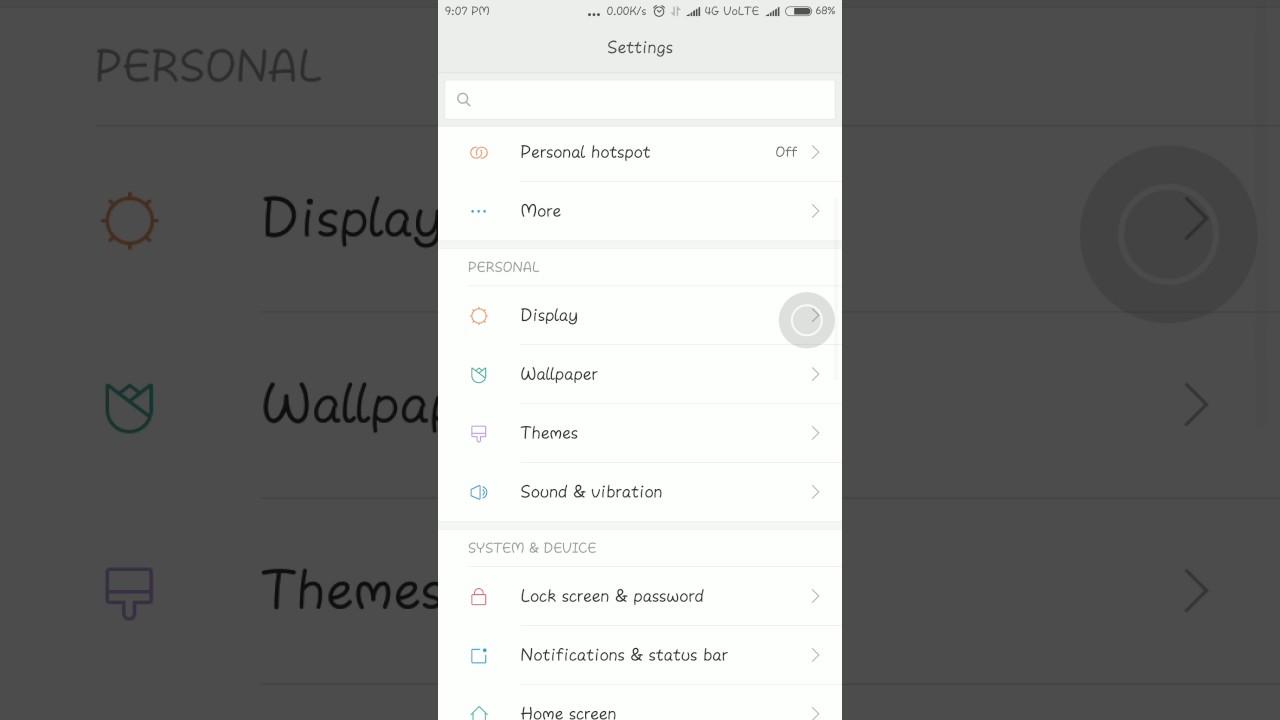 Redmi Contact Import Export setting