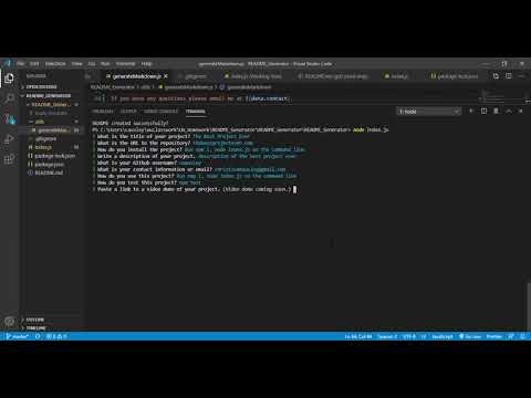 generateMarkdown.js, README Generator, Visual Studio Code
