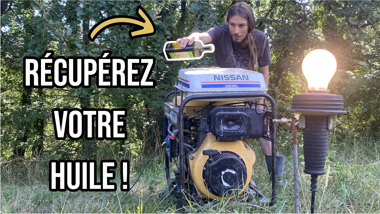 Conversion d'un groupe électrogène à l'huile de friture/végétale - YouTube