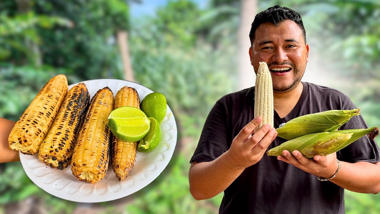 CORTANDO LOS ELOTES DE LA MILPA en EL SALVADOR | Elotes asados