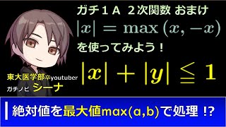 ガチ１Ａ２次関数～おまけ～絶対値とmax（東大医学部の解説動画）