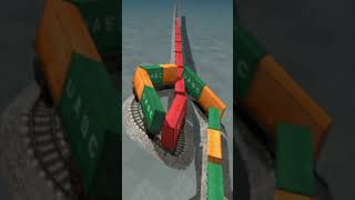 Craziest Extreme Train Passing On Curved Unique Tracks 💥🤯 BeamNG.Drive Train simulator 3D #shorts