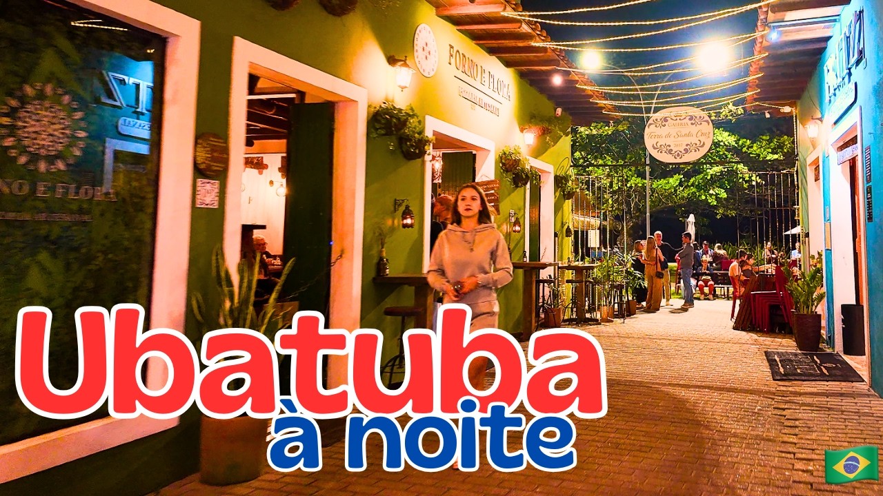 Ubatuba SP à Noite 🇧🇷 – Passeio Completo no Centrinho com Música, Bares e Restaurantes em 4K