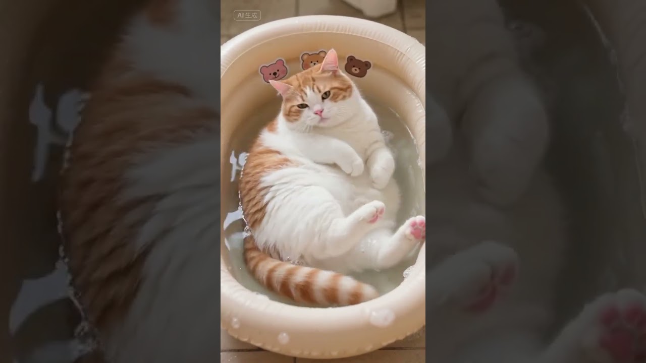 Cat Bath Time Chaos! 😻💦 