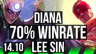 DIANA vs LEE SIN (JGL) | 11/1/7, 70% winrate, Dominating | TR Master | 14.10