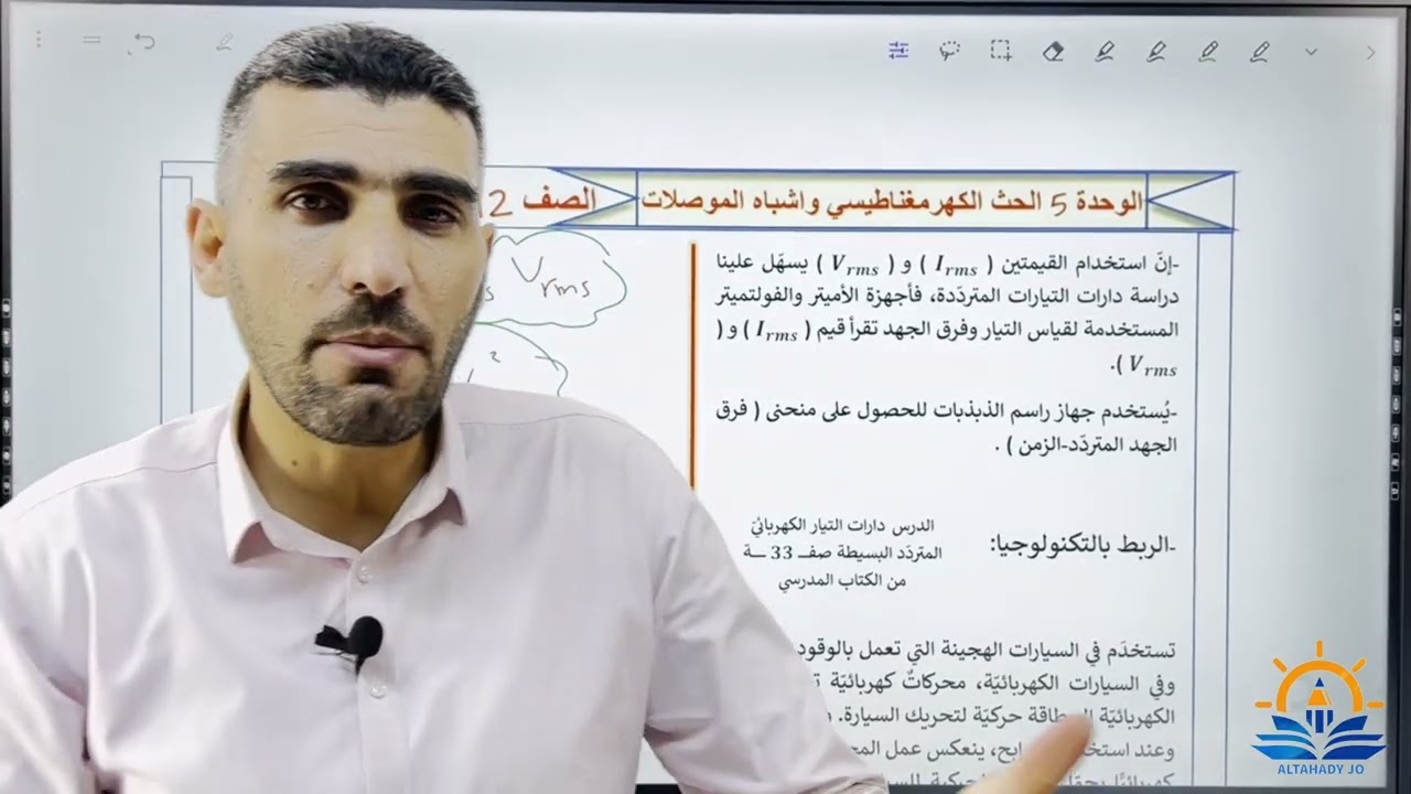 الوحدة5 الدرس2 الجزء ( 2 ) دارات التيار الكهربائي المتردد البسيطه