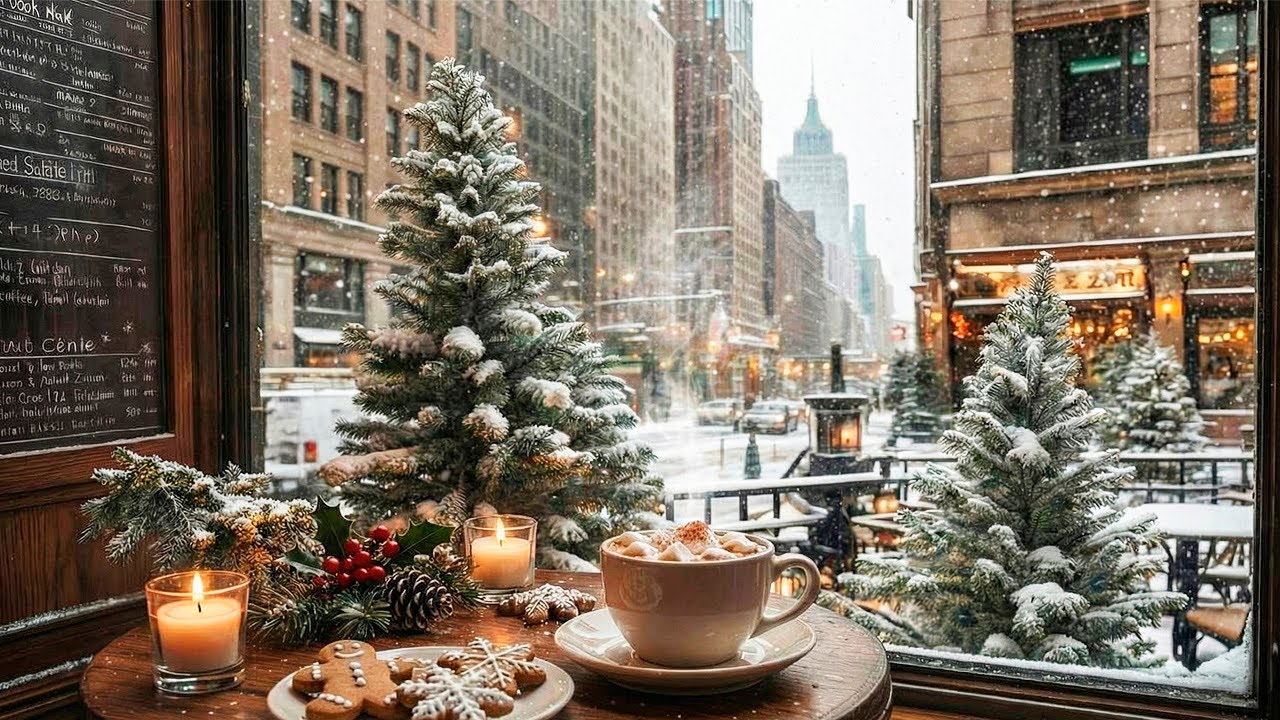 Уютное зимнее кафе Jazz ☕️ Атмосфера заснеженного города для отдыха, работы и вечерней прохлады