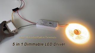 5 in 1 Dimmable LED driver 40W 24V, with lever actuated push in terminals, quick wiring! #leddriver
