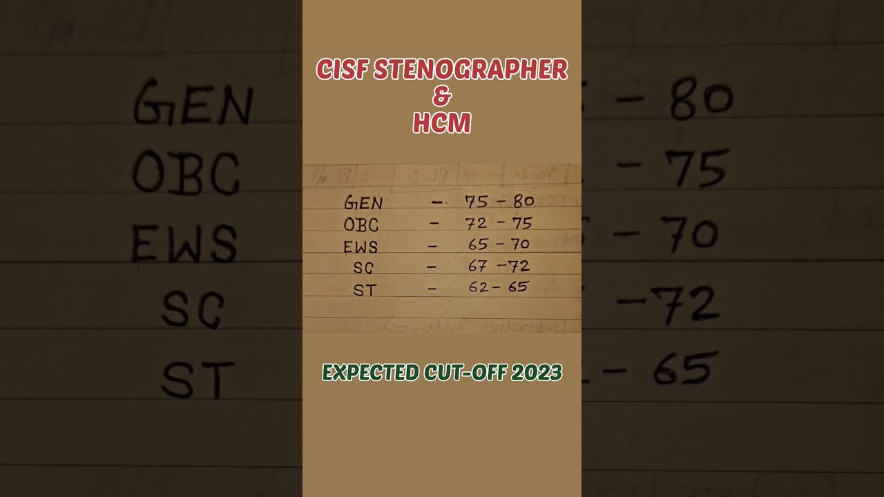 CISF STENOGRAPHER & HCM EXPECTED CUT-OFF 2023 | CISF Steno & HCM Cut-off 2023 | 