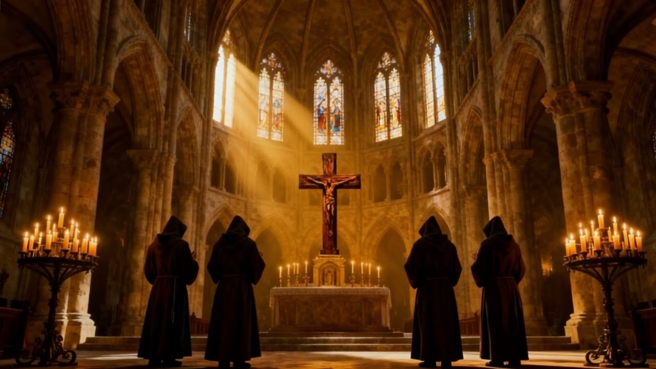 Gregorian Sacred Prayer ✝️ Monastic Chant in the Golden Cathedral