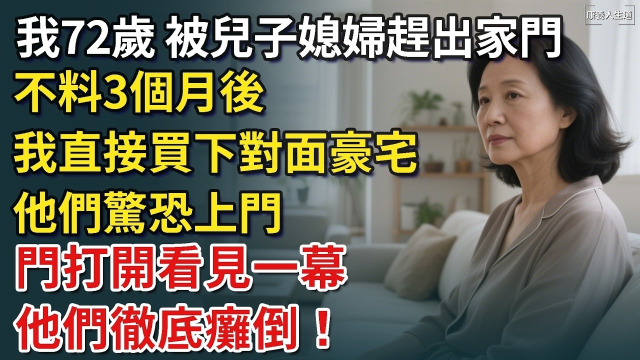 我72歲，被兒子媳婦趕出家門，不料3個月後我直接買下對面豪宅，他們驚恐上門，門打開時看見一幕，徹底癱倒！【康養人生道】 #康養人生道 #上了年紀該明白的事 #養老 #聰明老人 #長壽秘密 #延壽