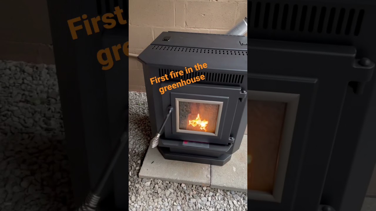 First fire in the greenhouse with our new pellet stove! - YouTube