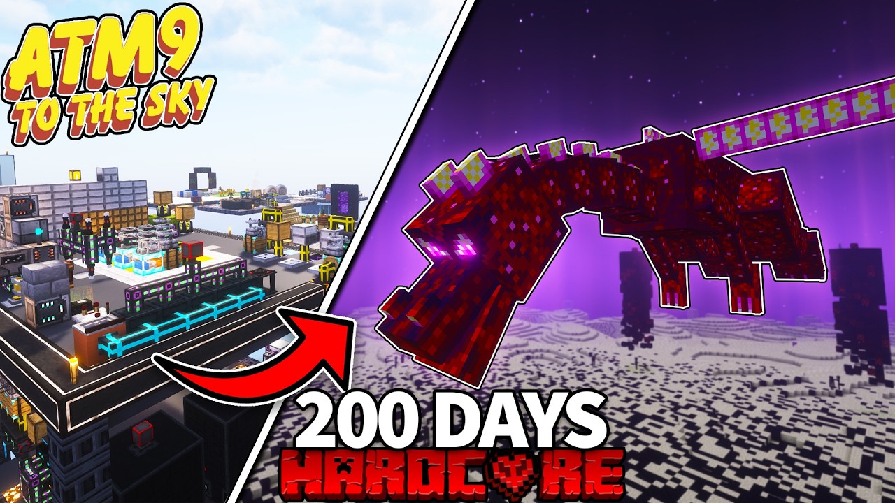 I Survived 200 Days IN ALL THE MODS 9 TO THE SKY in HARDCORE MINECRAFT ...