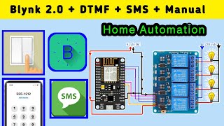 Blynk 2.0 + DTMF + SMS + Manual Controlled Home Automation || Arduino Sim800l Relay Control with SMS screenshot 1
