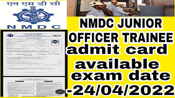 NMDC JUNIOR OFFICER TRAINEE ADMIT CARD AVAILABLE 🔥NMDC JUNIOR OFFICER TRAINEE CIVIL ADMIT CARD