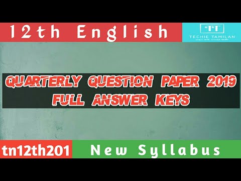 12th English Quarterly Full Answer Keys | 2019 To 2020