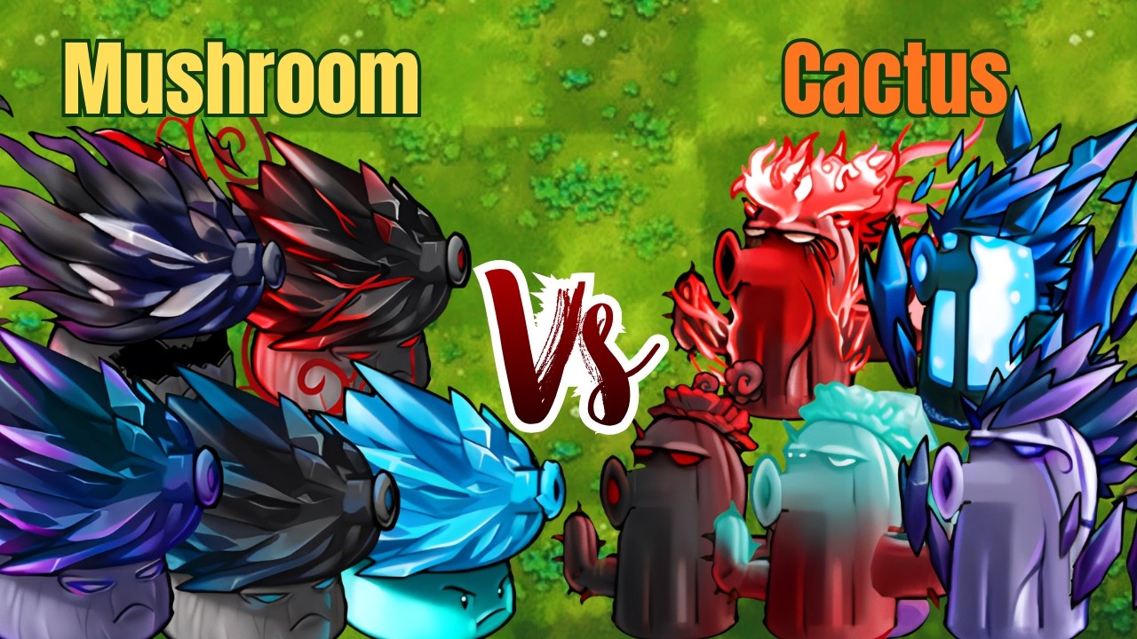 PvZ Fusion 3.4 Challenge! - Team Mushroom VS Team Cactus VS 100 Zombies Random - Who Will Win?