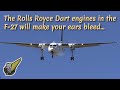 Fokker f27 friendship landing with sound of rolls royce dart engines