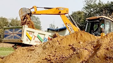 Loading DumpTruck-Amazing Video!!! -JCB 3DX Eco Loading Mud-Full Loading-JCB Backhoe Loader at Work