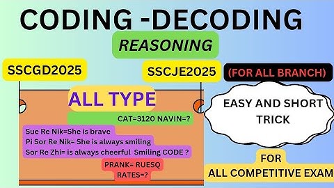 Coding decoding reasoning all type of questions #sscje2025 #sscgd2025 #ssccgl2025 #cetexam
