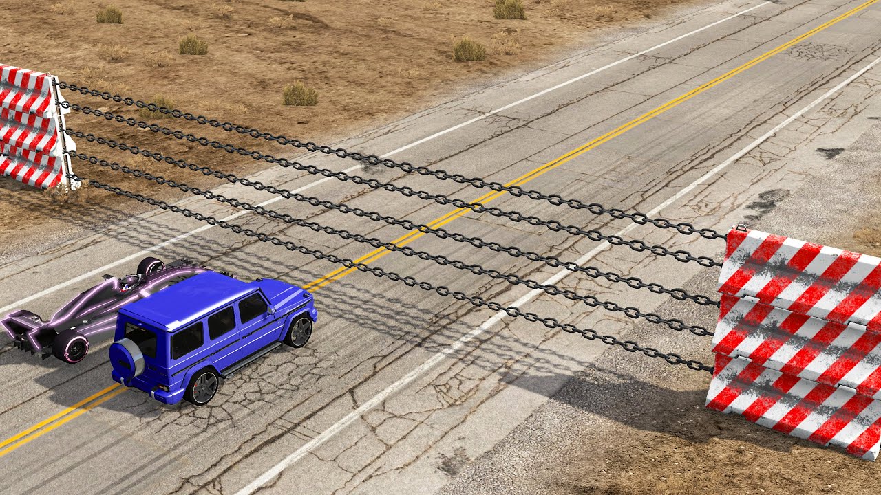 Cars vs Chain Wall – BeamNG.Drive