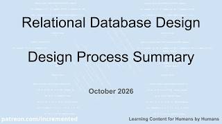 Database Design - 02 - Design Process Summary