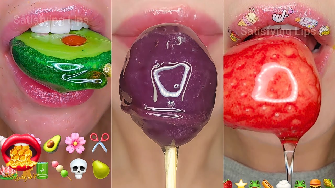 Satisfying ASMR Eating Emoji Food Challenge Mukbang
