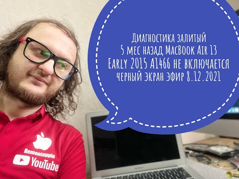 Диагностика не включается черный экран был залит MacBook Air 13 Early 2015 A1466 эфир 8.12.2021