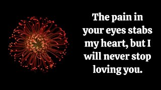 The pain in your eyes stabs my heart ...