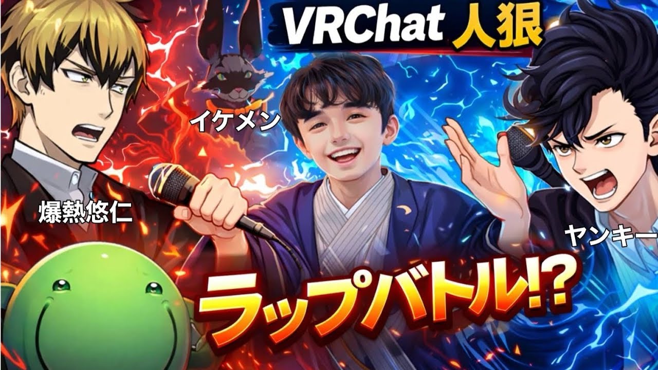 【VRChat、人狼】イケメンを慰めるために、禪院直也と藤井聡太と初心者で人狼をすることになるが、ラップバトルみたいな状況に巻き込まれるはりーシ。