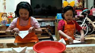 107/04/19 Make a Paper Boat by Jessica(10y10m) &Janet(7y4m)