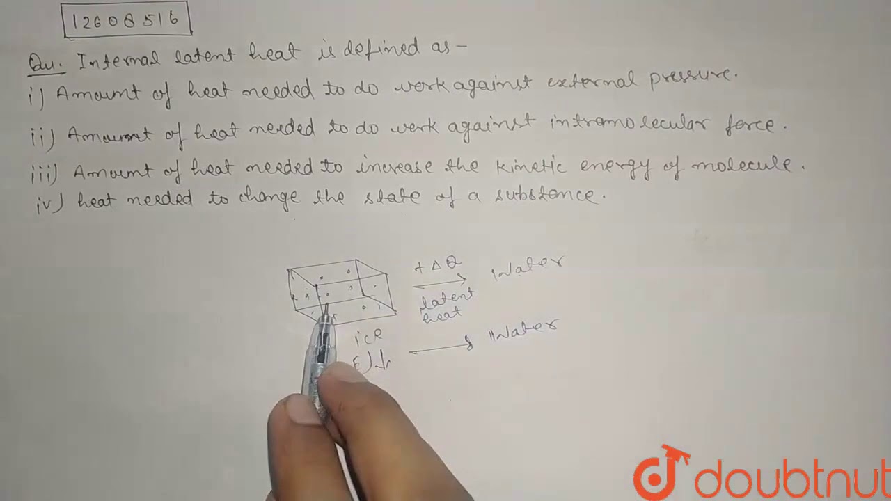 Internal latent heat is defined as